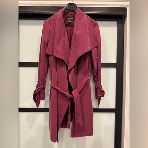 Club Monaco Raspberry Draped Trench Coat